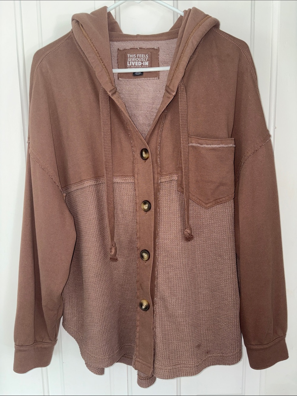 American Eagle Outfitters Women's Hooded Button-Front Jacket - Brown